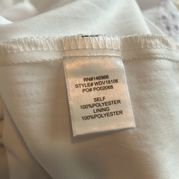 NWT, Crystal Doll,‎ White Woven Eyelet Mini Sheath Dress, lined - Picture 9 of 10